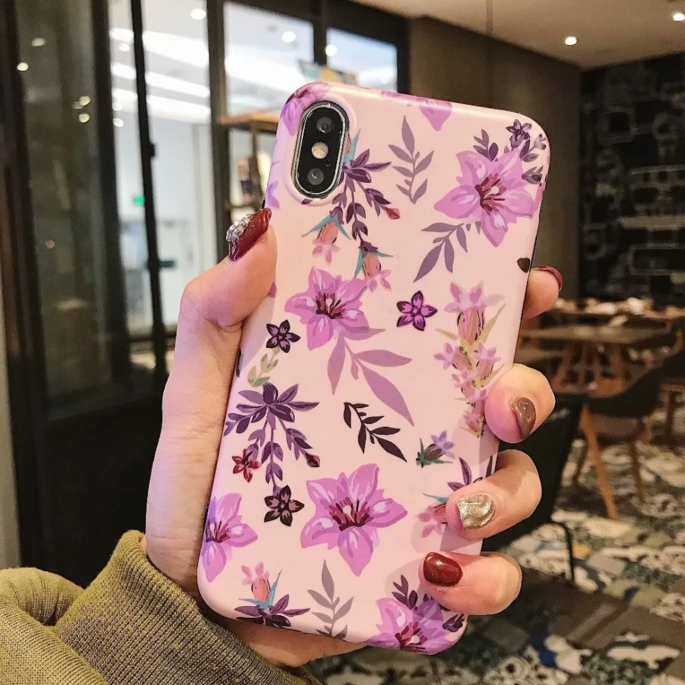 Ретро девчачий цветок Leafs Телефон чехол для iPhone 6 6s 7 8 Plus Матовый Мягкий