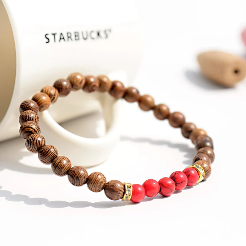 Trendy Tibetan 6mm Wood Beads Bracelet For Women Handmade Classic Men Natural Stone Prayer Bangles Meditation Jewelry Homme | Украшения и