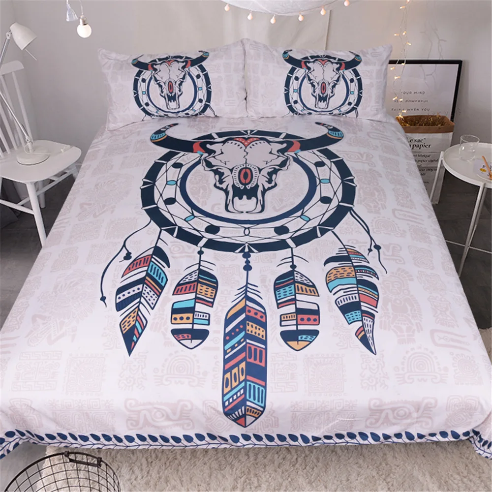 

CAMMITEVER Dreamcatcher Bedding Set Duvet Cover Indian Bohemian Print Bedclothes Double Multi Colors 3-Piece