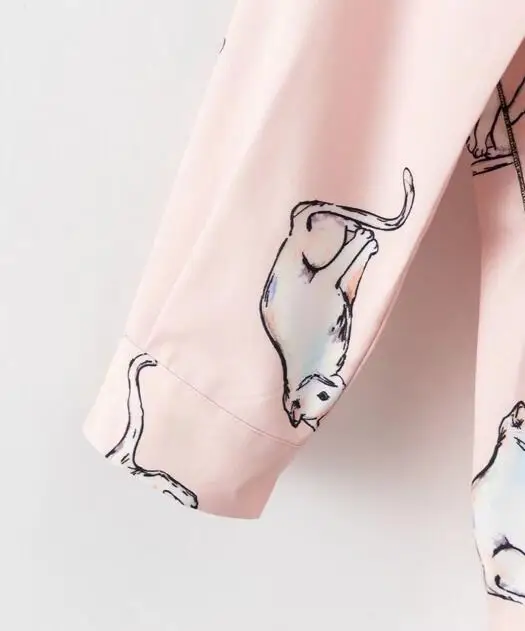 Блузка с бантом и животным принтом в стиле ретро 2017|blusa femme|blouses topspink shirt |