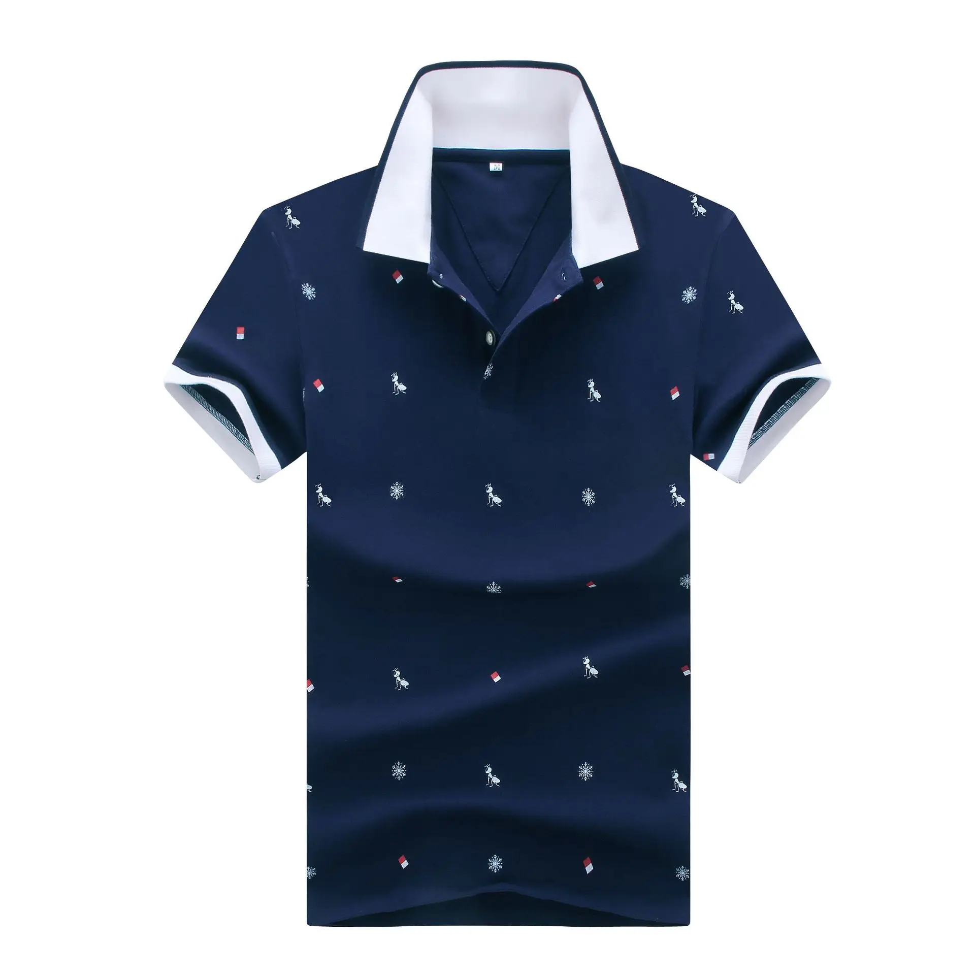 Ant Navy Новая модная мужская рубашка поло с коротким рукавом, повседневные деловые рубашки поло для мужчин, высококачественная одежда размера плюс M-4XL, рубашки поло, GA252 - Цвет: Ant Navy