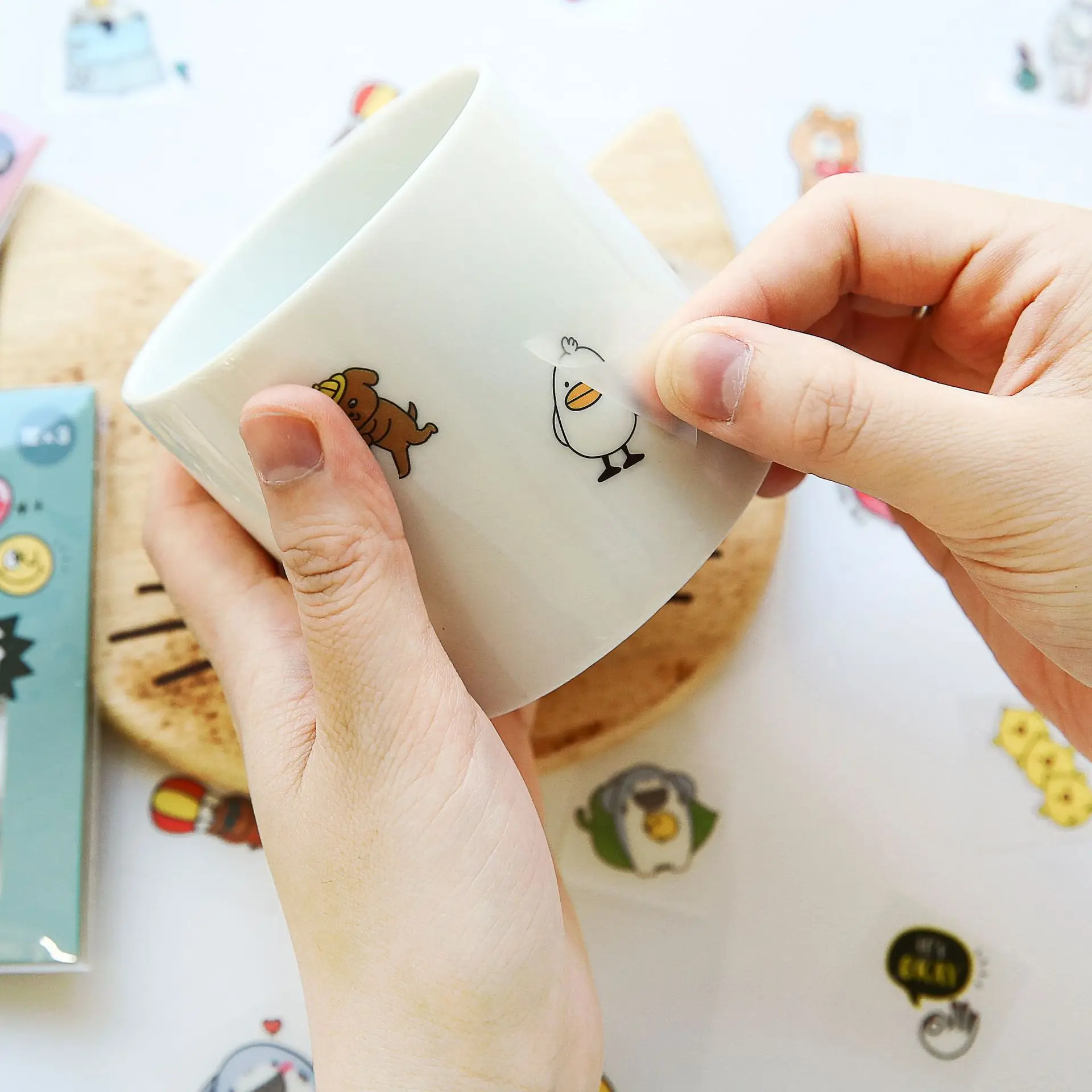 Kawaii мультфильм наклейки маленькое украшение водонепроницаемый ПВХ прозрачный