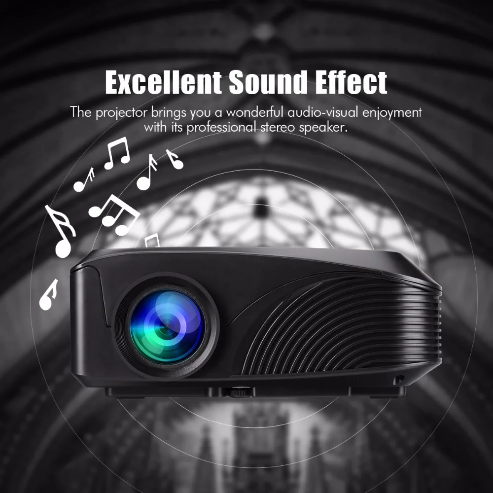 Excelvan LED4018 портативный проектор 1200 люмен 800*480 макс 1080P красно-синий 3D с HDMI USB VGA AV TF интерфейс домашний кинотеатр