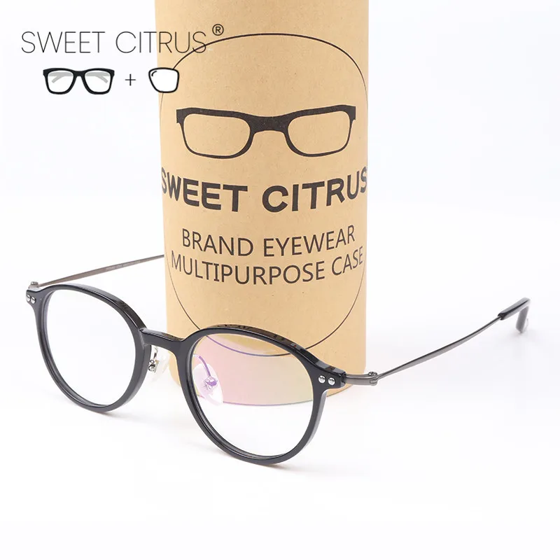 Сладкие цитрусовые чистый B Титан Круглый Леопард оптическая оправа