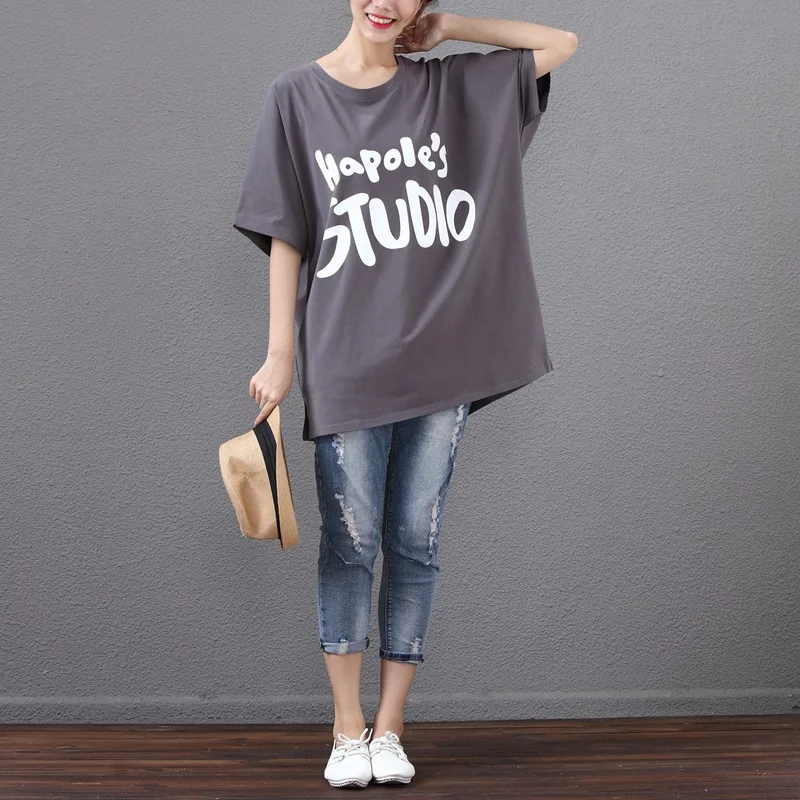 Женская футболка большого размера летняя хлопковая с коротким рукавом|t-shirt