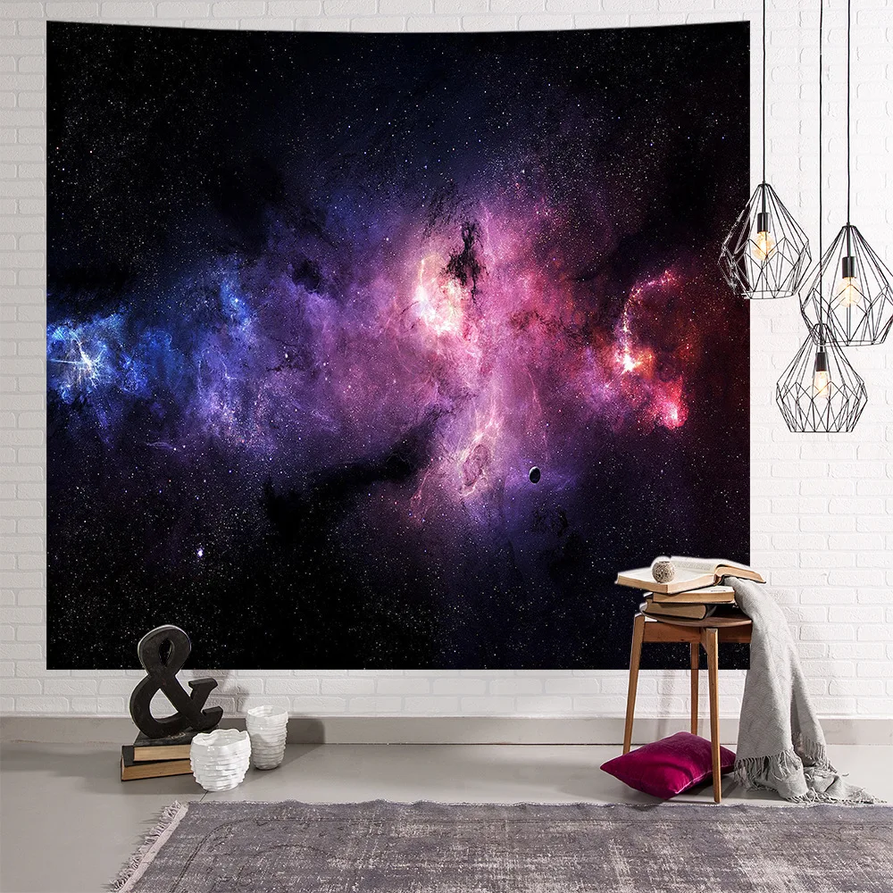 Оранжевый Galaxy Psychedelic Star Tapestry Wall Hanging Lightweight Polyester Fabric Forest wall hanging Decoration Home - Цвет: Оранжевый