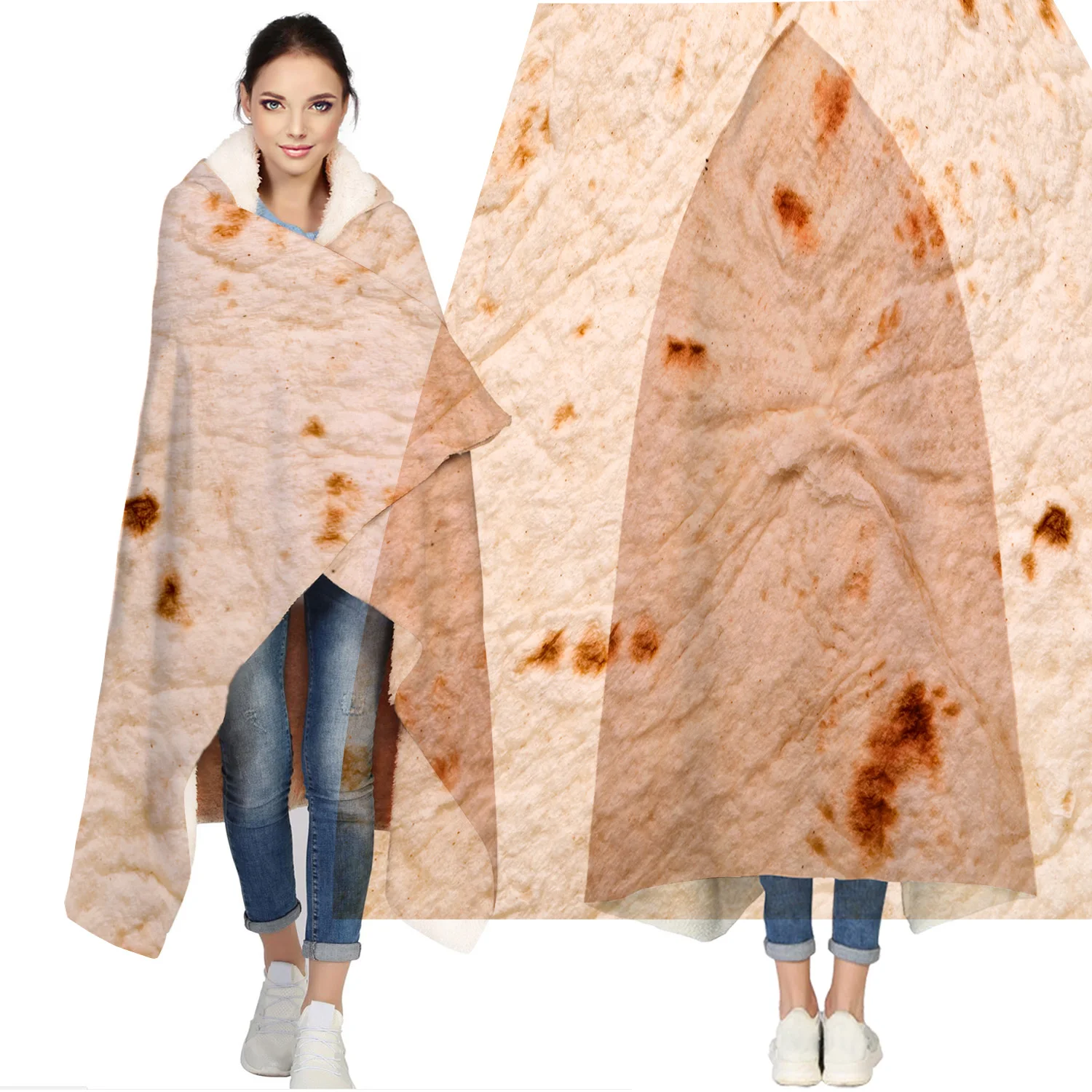 Tortilla текстура мягкий флис пледы одеяло с капюшоном мягкой печати семья