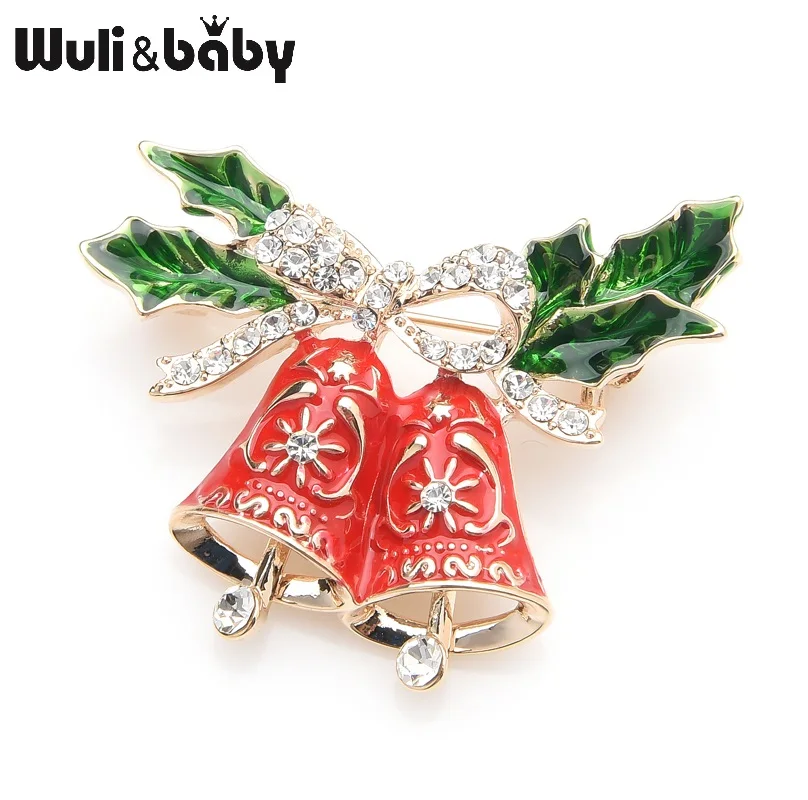 Wuli & baby эмалированные красные Броши с колокольчиком женская мужская стразы