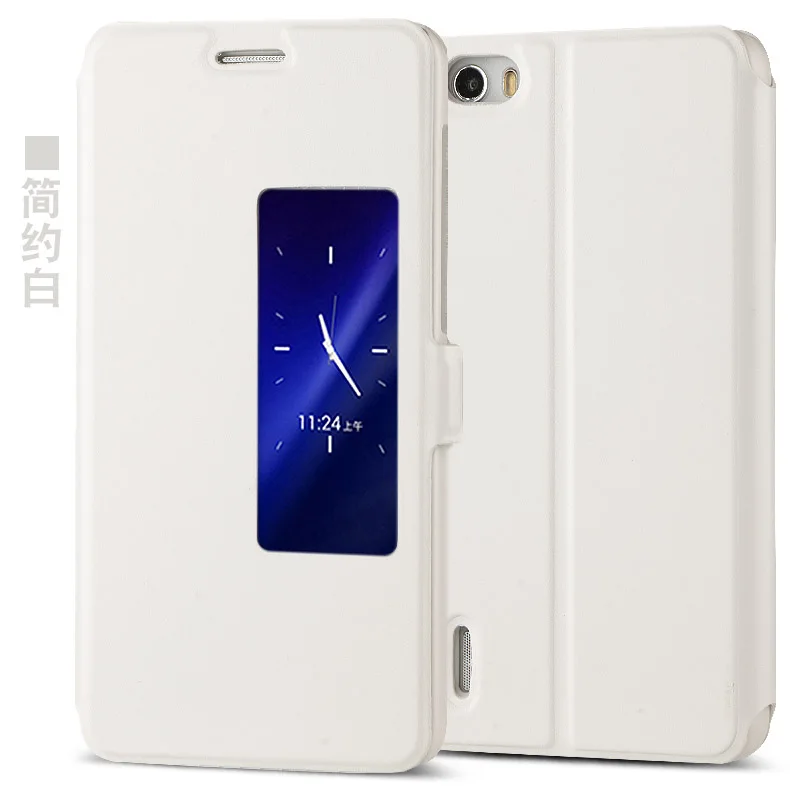Роскошный кожаный чехол для huawei Honor 6, чехол с откидной крышкой с окошком для huawei Honor 6 5,", Чехол Для Телефона - Цвет: white