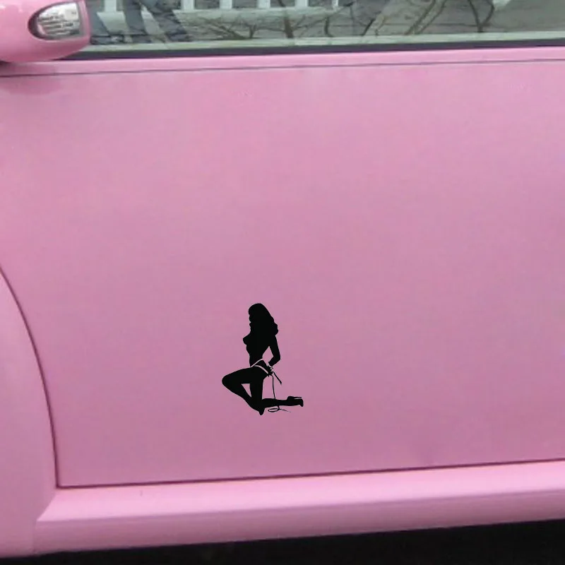 YJZT 8.9*12.2CM Binding Sexy Kneel Girl Car Sticker Advanced Design Black/Silver Vinyl Decals Covering The Body C20-0289 | Автомобили и