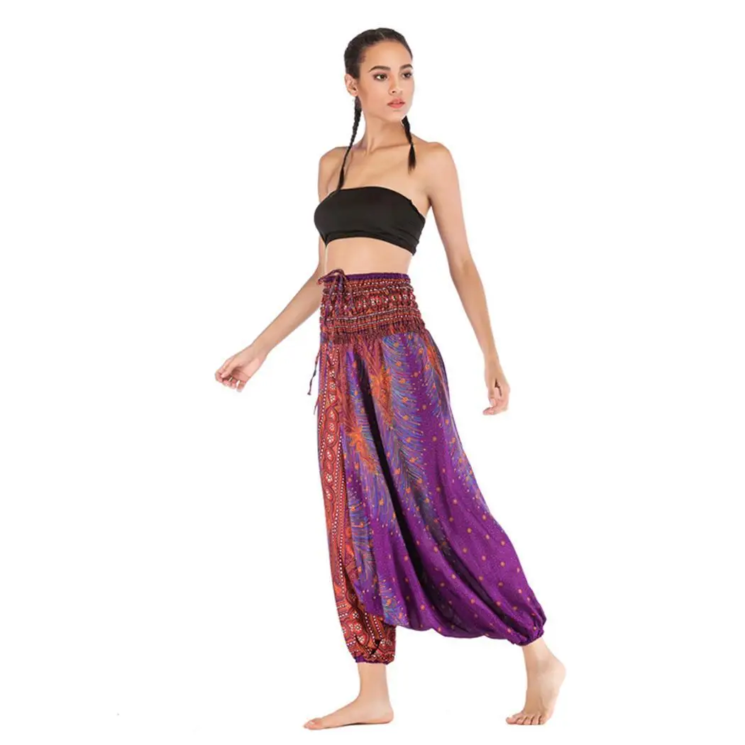 Women Casual Big Crotch Yoga Pants None Loose Long High Waist Sport Print Elastic Jumpsuit | Спорт и развлечения