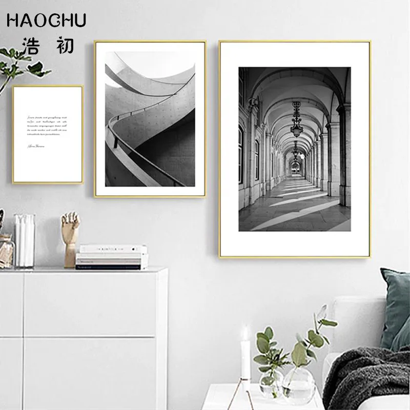HAOCHU черно-белый абстрактный коридор лестницы римская колонна художественный