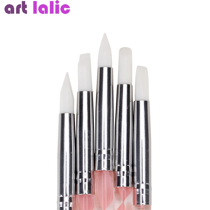5 шт 2 Way Nail Art акриловые силиконовые точки цветок двойной для ногтей ручка Нержавеющая сталь инструменты для нанесения точек роспись под мрамор ручки