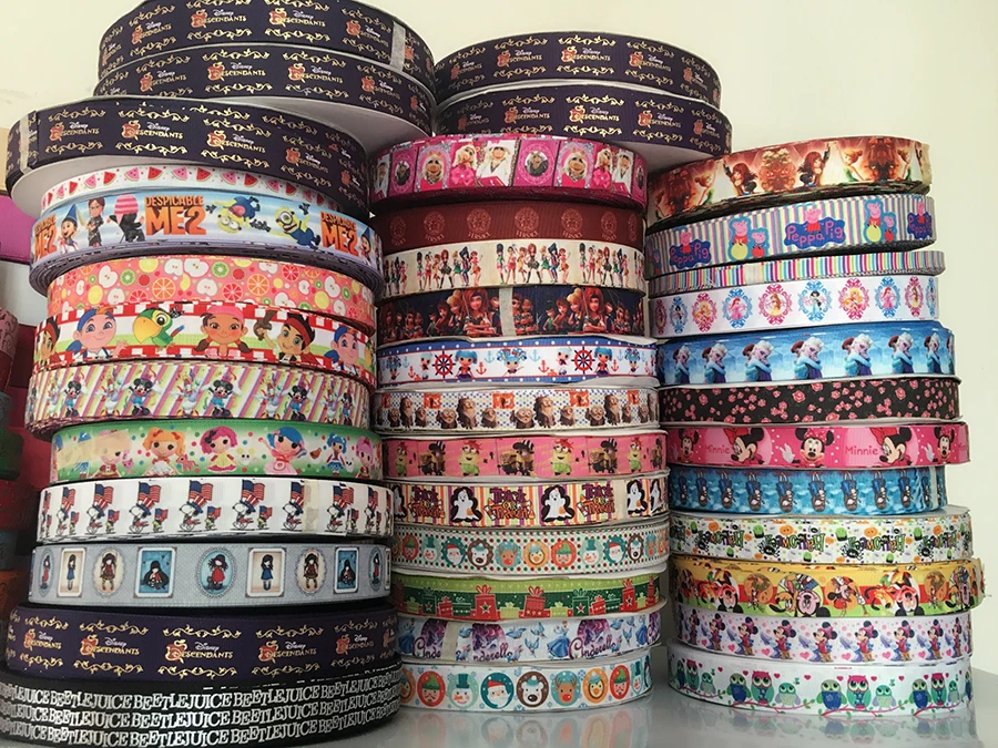 Половинная цена мультяшная атласная лента принцессы с рисунком очень дешевая