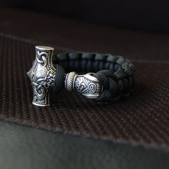 Молот Тора Браслет Из паракорда с Mjolnir Thurisaz Edc Gear аксессуар прекрасный
