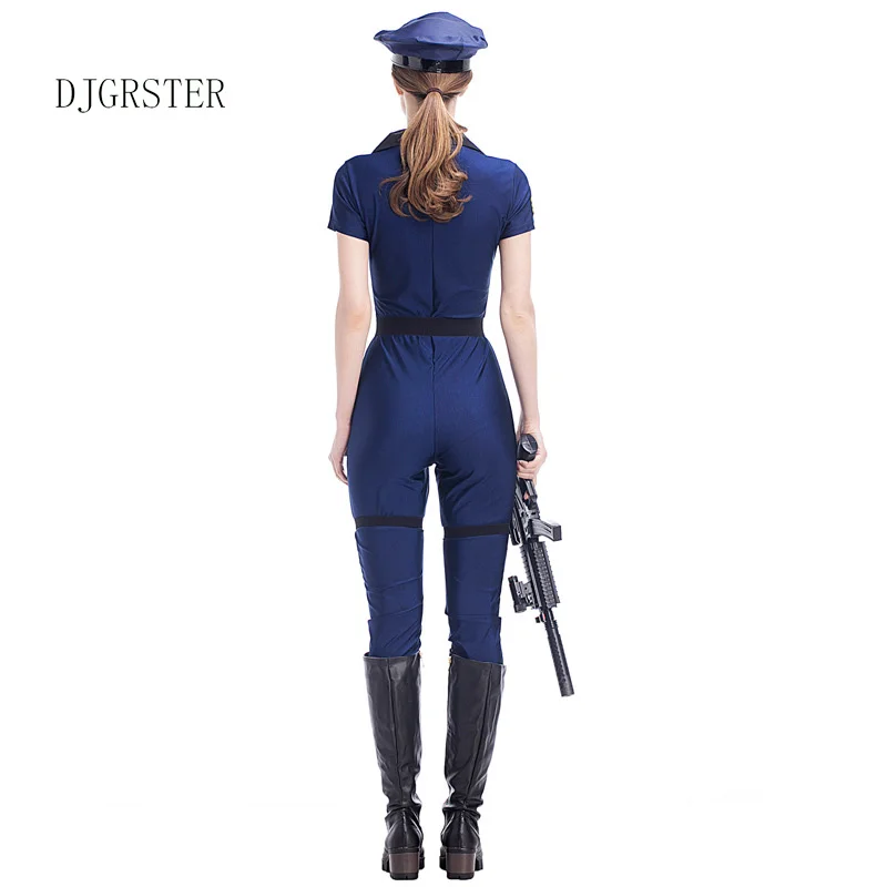 

DJGRSTER New Ladies Police Fancy Halloween Costume Sexy Outfit Woman uniform Cosplay Sexy Police Costumes for Women 7pcs/set
