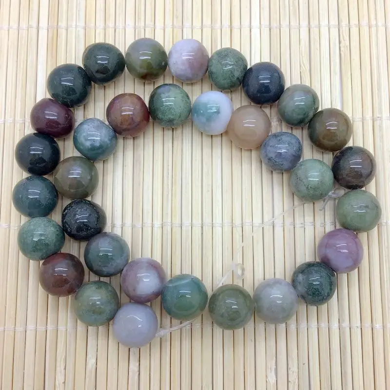 Beadztalk Natural Stonel Beads Indian Agates Round Fancy Jaspers 4 6 8 10 12 MM DIY Jewelry Making Supplies | Украшения и