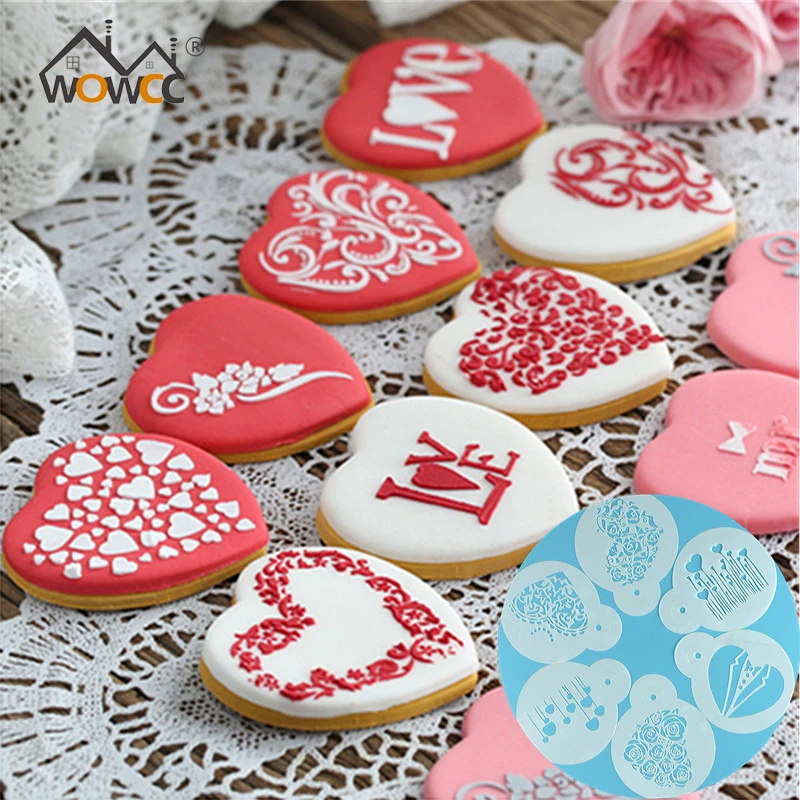 DIY Розовый трафарет для выпечки печенья инструмент торта шаблон распыления