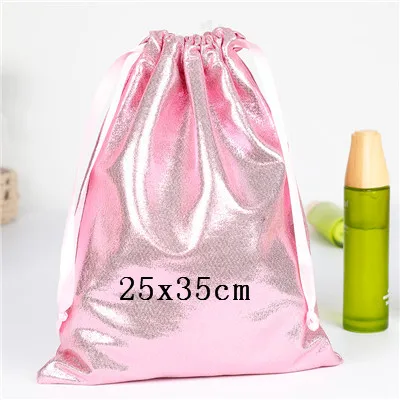 Big Size Soft PU Leather Sequin Pink Drawstring Pouch Bag /Wedding candy packing Drawstring Pouch - Цвет: Зеленый