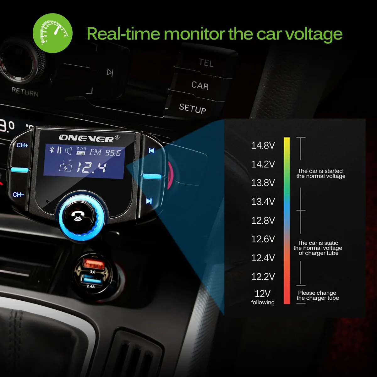 Новый FM передатчик автомобильный модулятор 2 порта QC3.0 зарядное устройство Handsfree