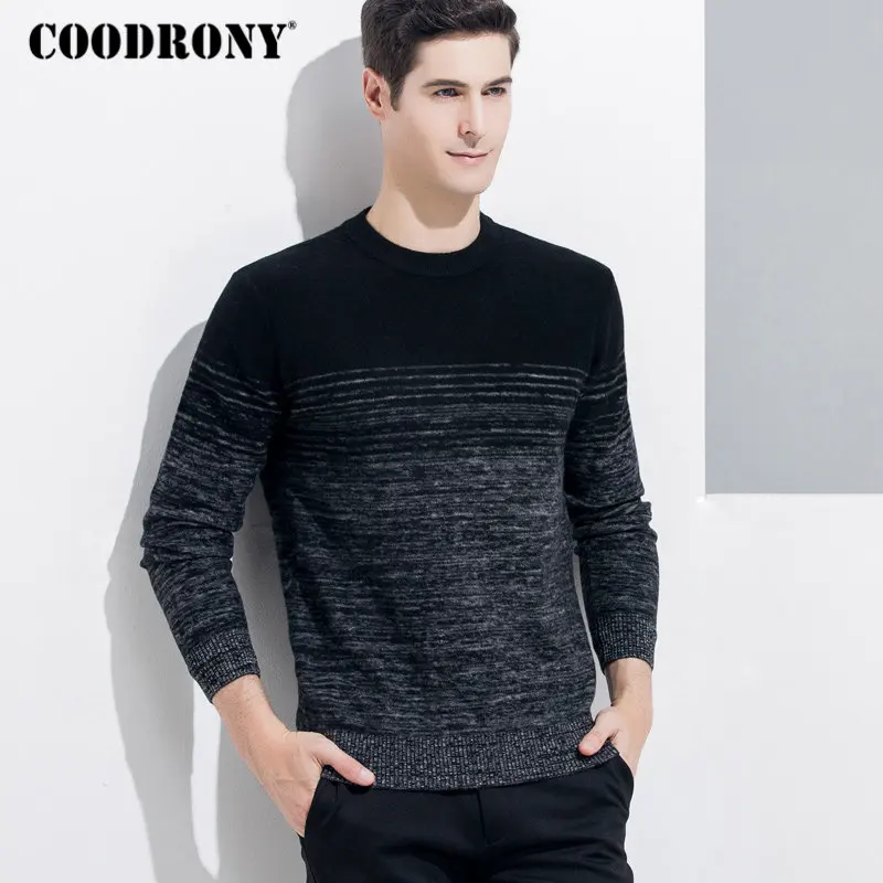 COODRONY мужской свитер кашемировый пуловер Мужской Зимний Рождественский толстый теплый свитер из мериносовой шерсти модный мужской свитер с круглым вырезом 8337