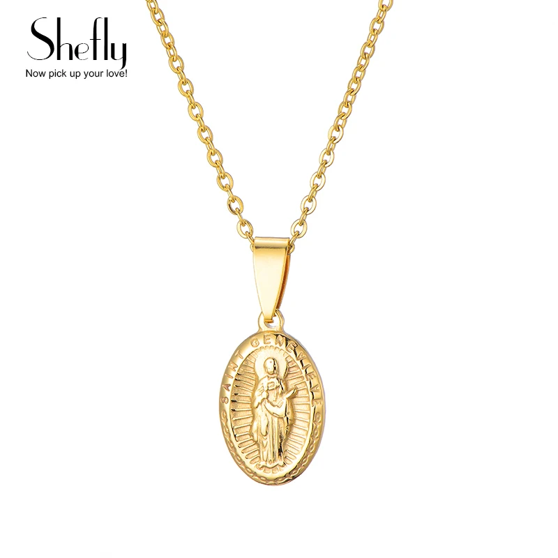 

notre dame Jewelry Pendant Gold Color Stainless Steel Necklace For Religious Men women accessories necklaces Medallion Gift 2019