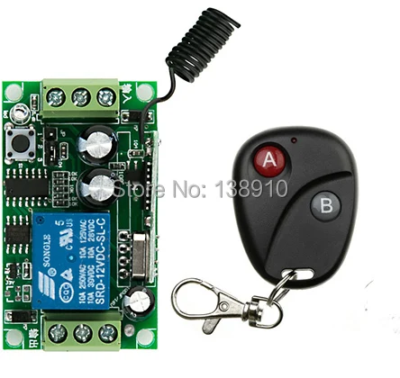 

NEW DC12V 1CH 10A RF Wireless Remote Switch mainboard Wireless Receiver Learning code 315Mhz/433Mhz /lamp/ window/Garage Doors