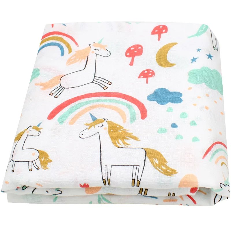 Colorful Unicorn Детское Одеяло пеленка с фламинго для новорожденных хлопок Бамбук Супер Мягкий муслин пеленки детские постельные принадлежности обертывание фото детские товары - Цвет: Colorful Unicorn