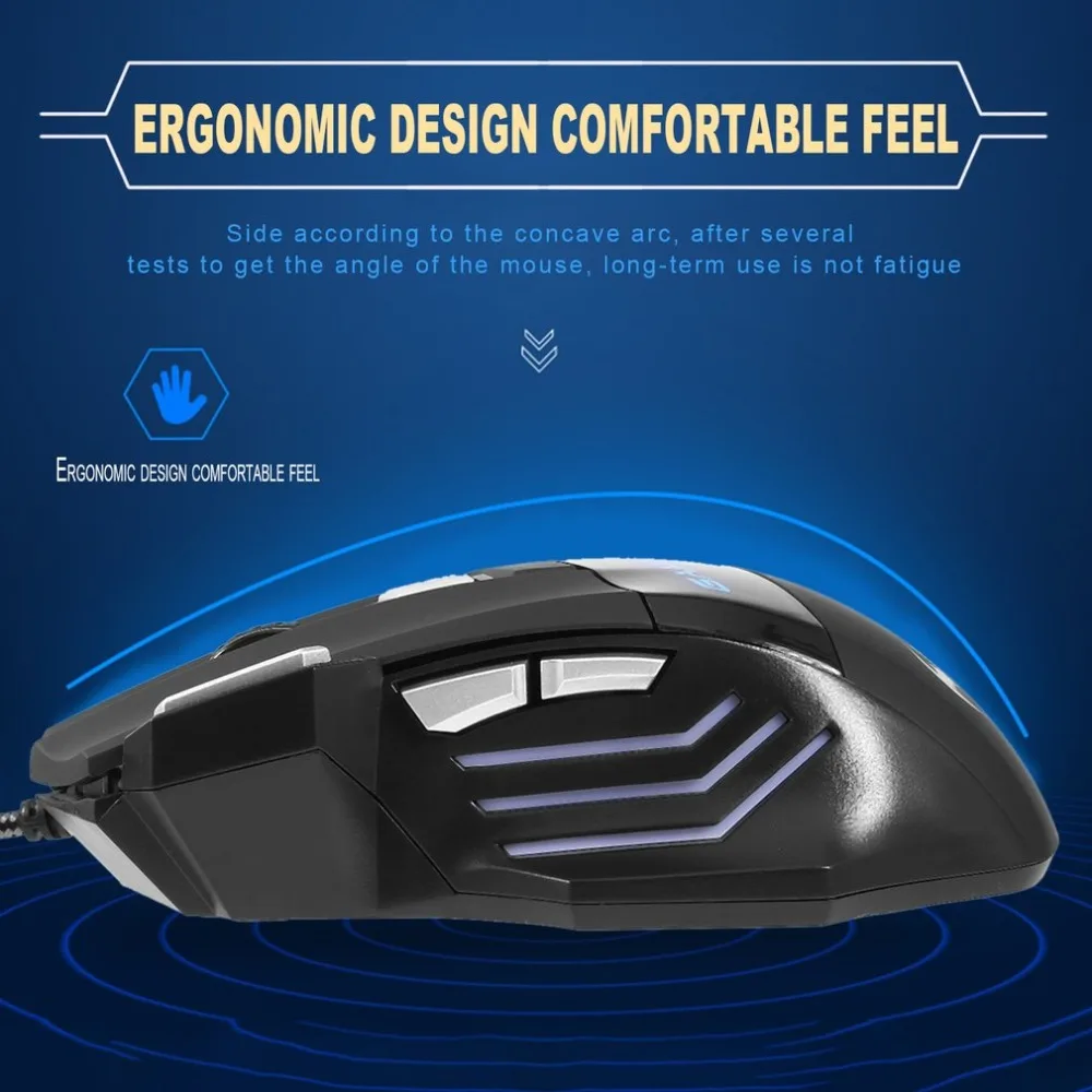 Игровая мышь Проводная компьютерная мышь для Pro Gamer 5500 dpi 7 кнопок светодиодный USB оптическая мышь sem fio Прямая поставка