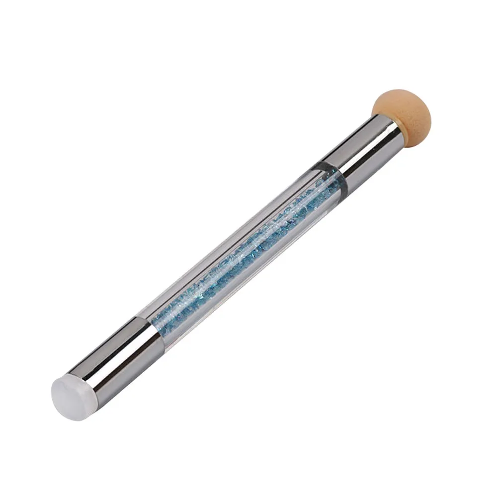 Light blue Двухконцевая краска для нейл-арта градиентная затеняющая Губка Ручка для нейл-арта кисти Стразы Ручка Губка Halo головка+ силиконовая головка штемпеля - Цвет: Light blue