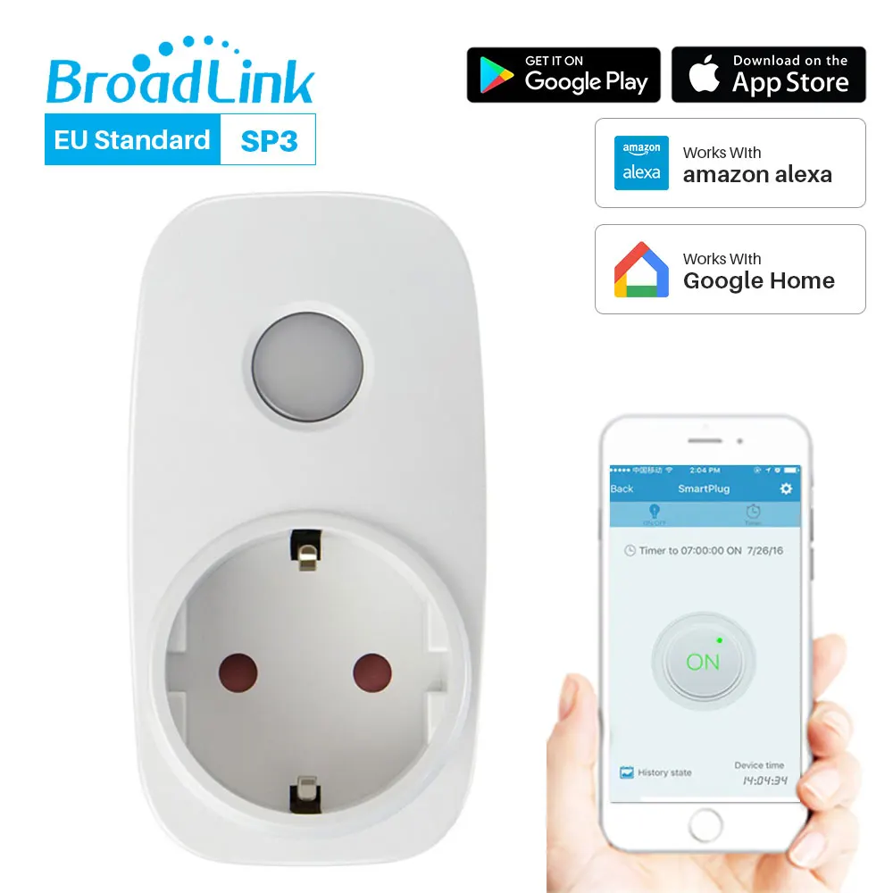 Смарт розетка Broadlink SP3/SP3S стандарт ЕС Wi Fi 16 А таймер измеритель мощности