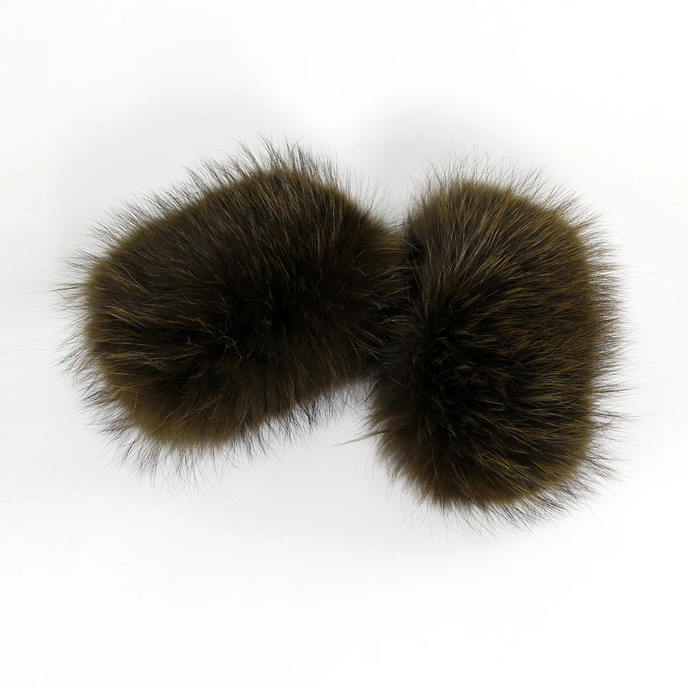 JAZZEVAR большой меховой воротник с капюшоном из натурального меха енота - Цвет: fur for cuff 3