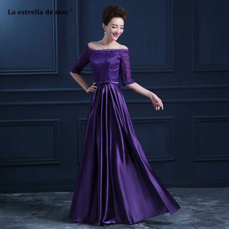 Vestido madrinha, новинка, вырез-лодочка, кружевное, рукав 3/4, длина до пола, бордовое, фиолетовое, королевское, синее, серебряное, белое платье подружки невесты