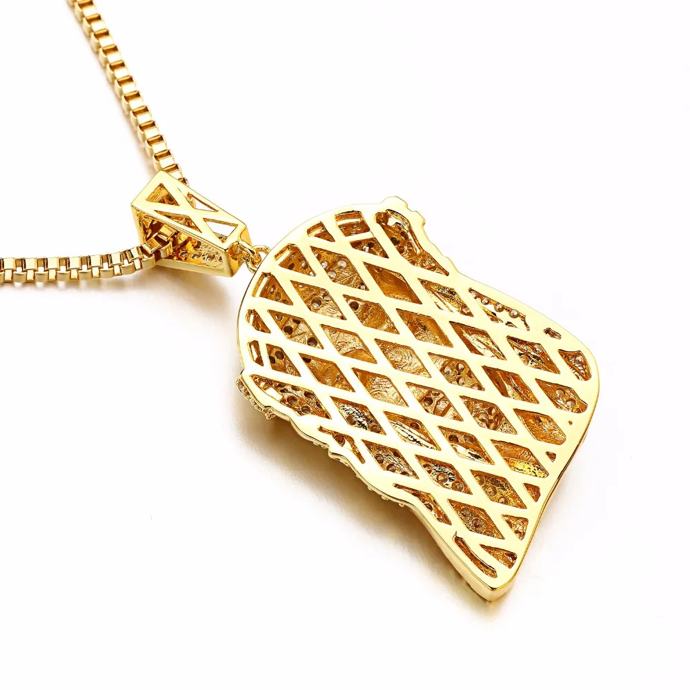 VANAXIN хип-хоп Мужская подвеска с головой Иисуса Золотая металлическим украшением