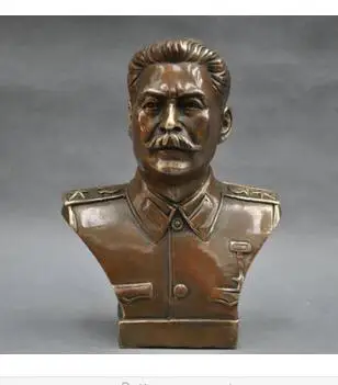 collecting OLD copper decoration brass 6'' Elaborate Russian Leader Joseph Stalin Bust BRASS Statue sculpture christmas