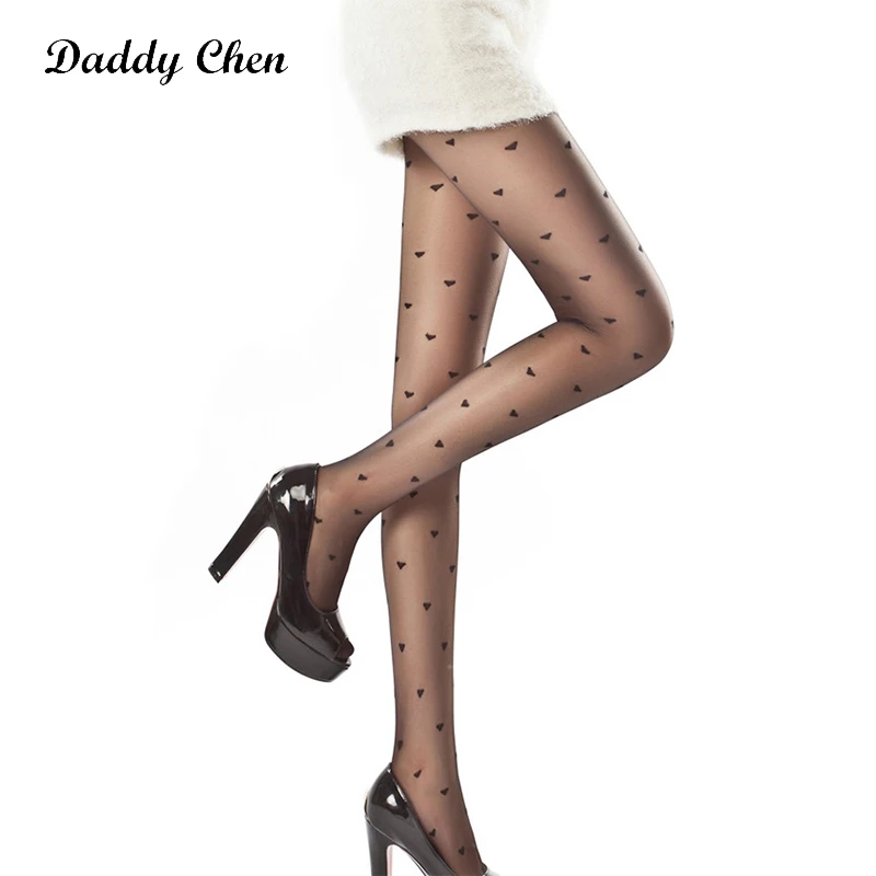 Папа Чен тонкие бедра высокие чулки прозрачные черные жаккардовые колготки