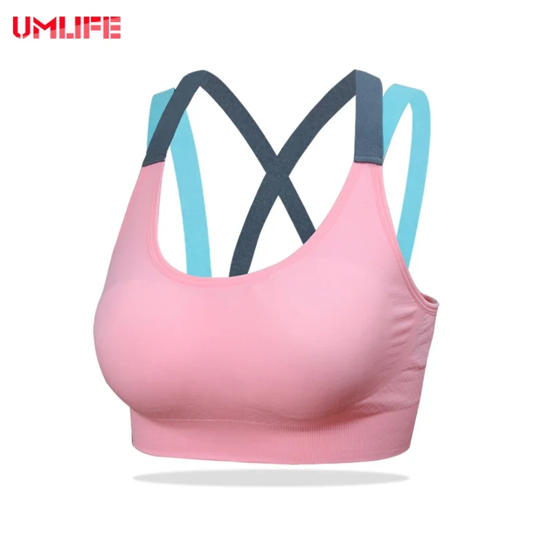 Спортивный бюстгальтер UMLIFE с перекрестными ремешками пуш ап фитнес Бюстгальтер