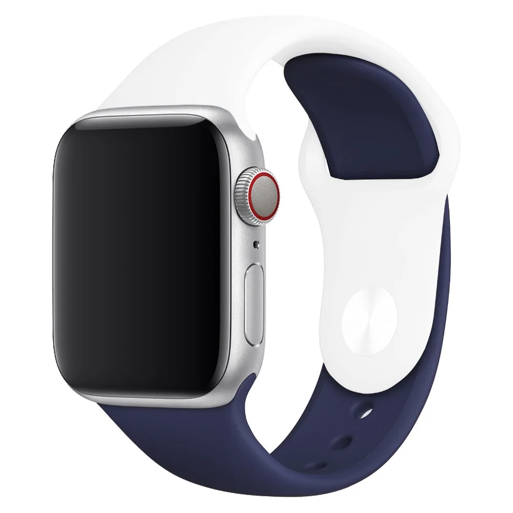 Для iWatch ремешок цветной мягкий силиконовый для Apple Watch серии 4/2/1 двухцветный 38 40 мм