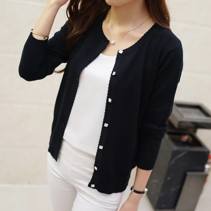 MLXSLKY Spring women's knit cardigan sweater lady short paragraph loose spring and autumn new students womens |