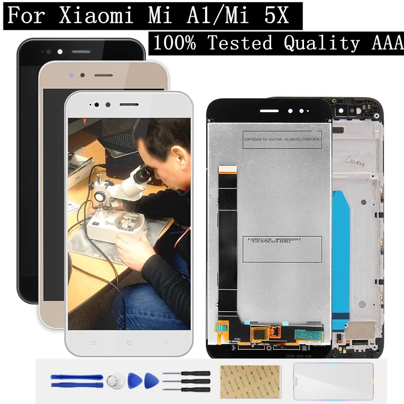 100% протестирован для Xiaomi Mi 5X A1 жк дисплей + рамка Mi5X дигитайзер 10 сенсорный экран
