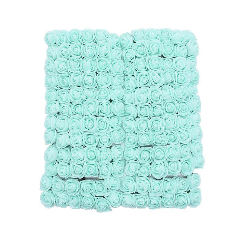 Mint green 144 шт 2 см миниатюрная роза из пеноматериала искусственные цветы букет декоративный венок Скрапбукинг Тедди роза DIY ремесло свадебный подарок - Цвет: Mint green