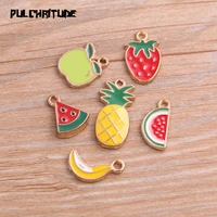10pcs 6 styles alloy metal drop oil fruit watermelon apple charms pendant for diy bracelet necklace jewelry making