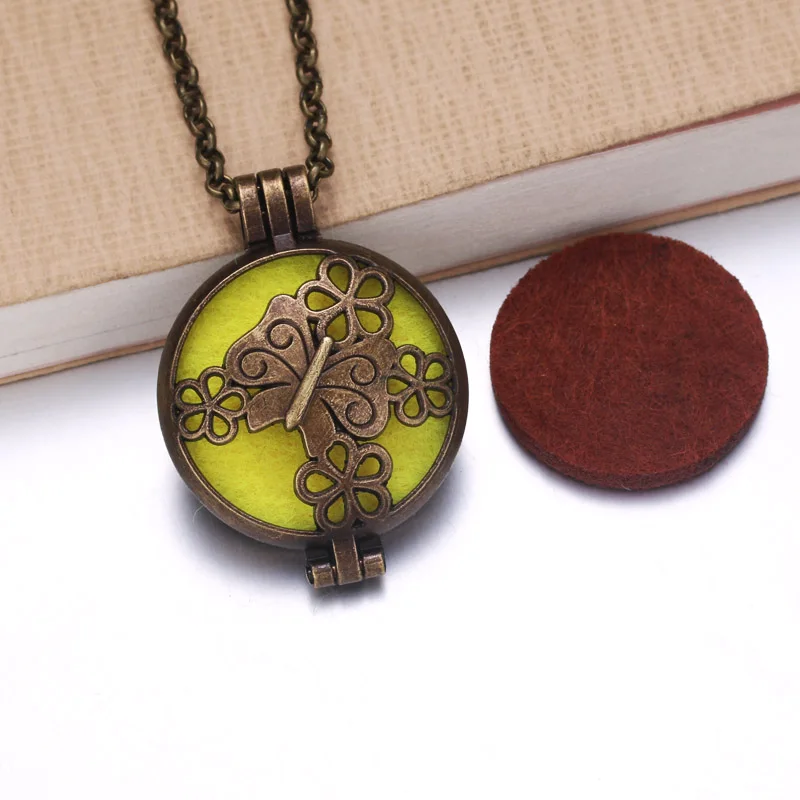 

Винтажное ожерелье с бабочкой, цветком, аромадиффузором, диффузор ароматических масел, ожерелье с подвеской для ароматерапии, Женские Ювел...