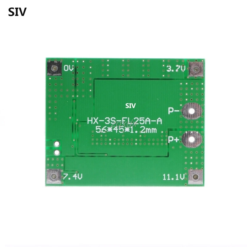 Защитная плата аккумулятора SIV 3S 25A Li Ion 18650 BMS PCM bms pcm с балансом для литий ионного