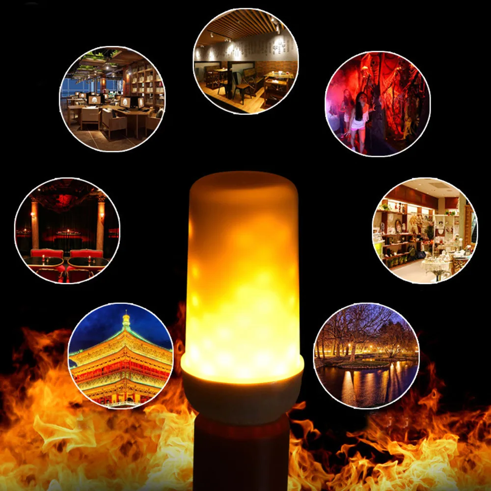 Светодиодная лампа с эффектом пламени имитация природы лампы для кукурузы E26