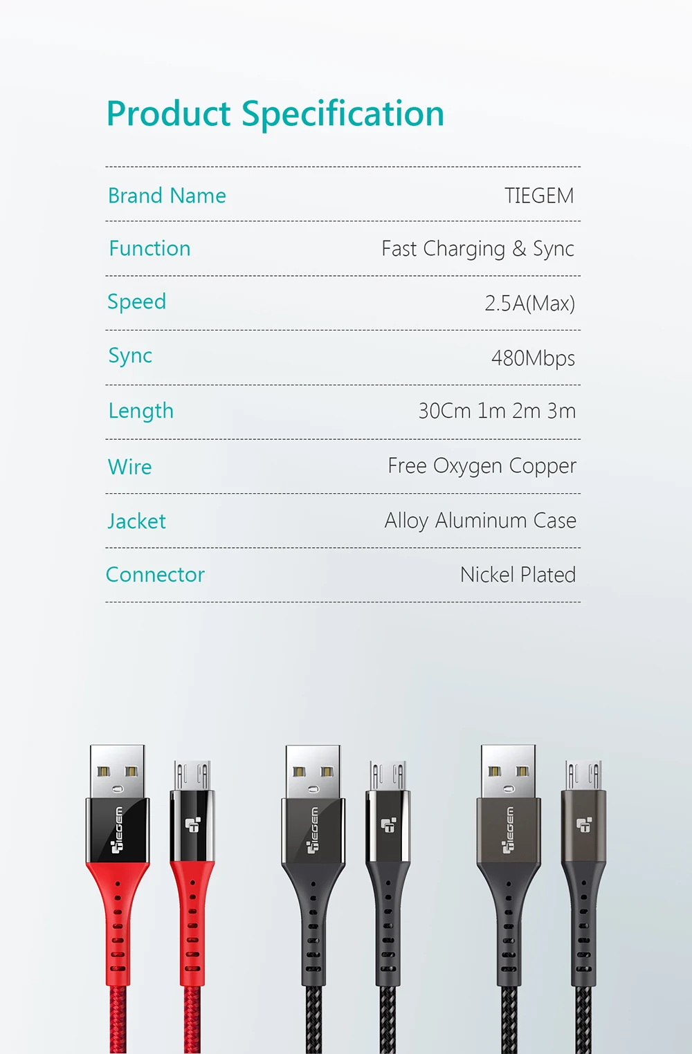 TIEGEM Micro USB кабель 2.5A для передачи данных и быстрой зарядки в плоской спиралевидной форме кабель мобильного телефона Зарядное устройство кабель для samsung Xiaomi huawei sony кабель для android-устройств