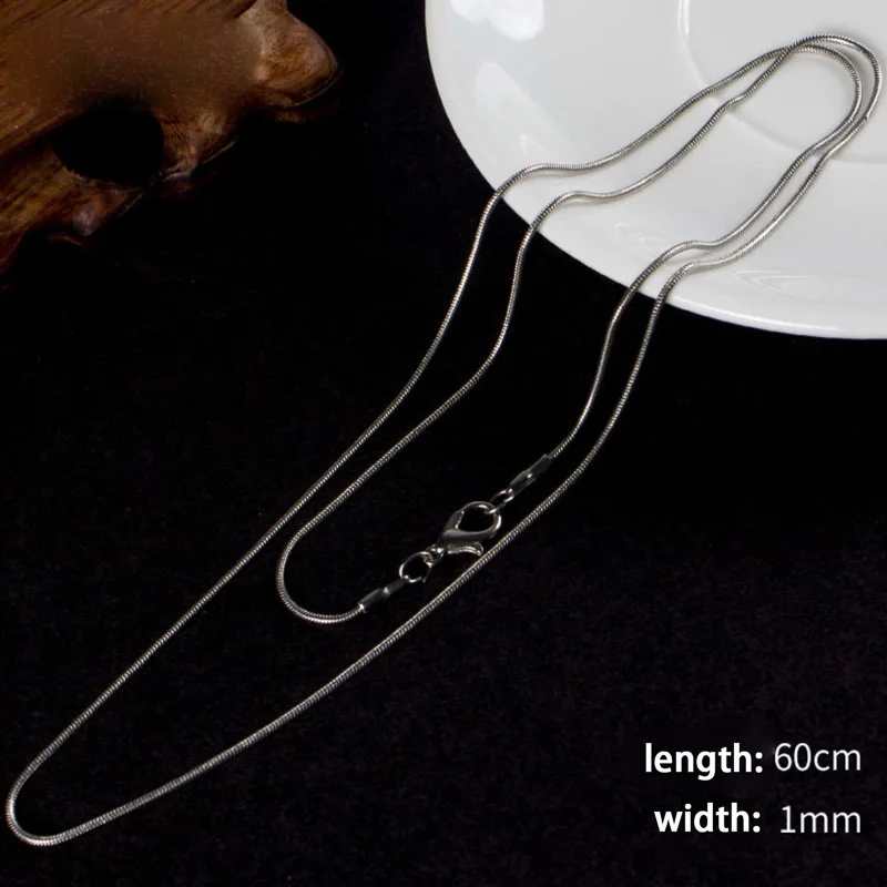 60CM Regelin 41/45/50/60 см Длина Нержавеющая сталь цепь змея цепи Ключичное цепи карабины простой цепи Цепочки и ожерелья - Окраска металла: 60CM