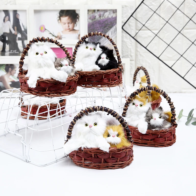 Корзина котята коты плюшевые игрушки Моделирование двойной любовник в