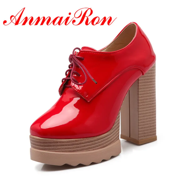 

ANMAIRON/Новые модные туфли-лодочки обувь из лакированной кожи Повседневная пикантная Повседневная Женская обувь в сдержанном стиле с квадрат...