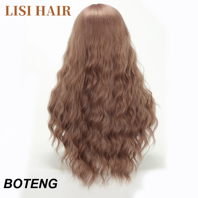 LISI HAIR 2" длинные смешанные черные парики с челкой термостойкие синтетические кудрявые парики для женщин афроамериканские модные волосы - Цвет: Boteng